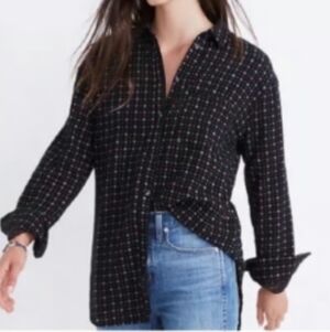 MADEWELL Black Mayfair Foulard Oversized Ex Boyfriend Shirt XS